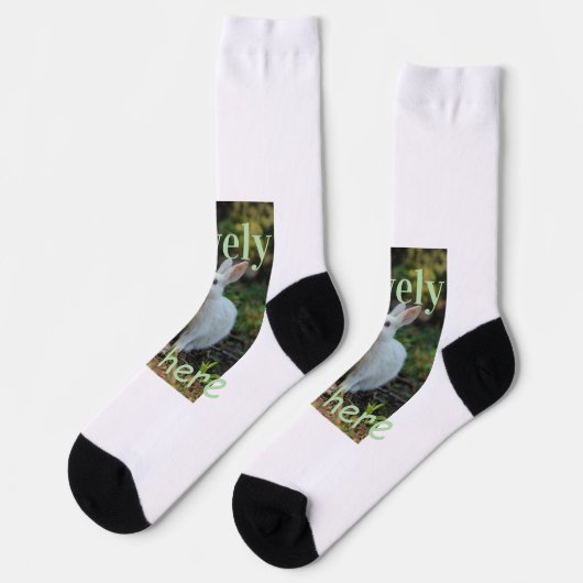 Lovely bunny rabbit pet photo name green pastel  socken (Linkes Detail)