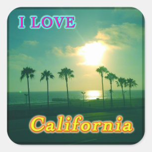 "Lovely California 1" Sricker Quadratischer Aufkleber