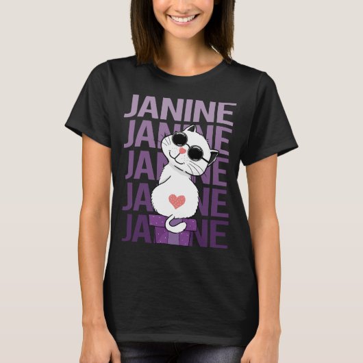 Lovely Cat - Janine Name T-Shirt (Vorderseite)