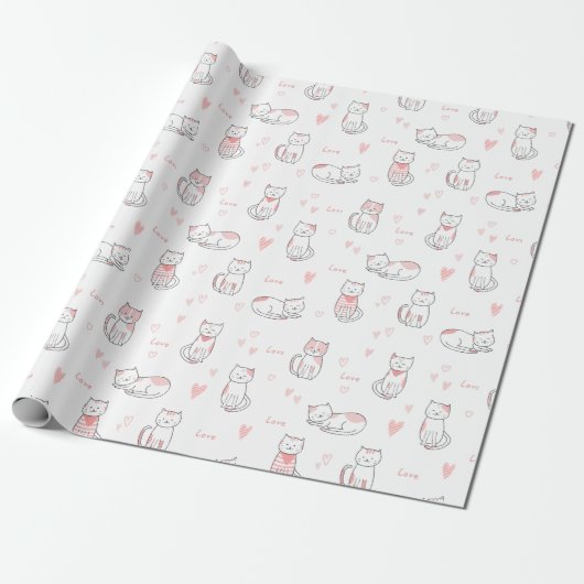 Lovely Cat Pattern Design Wrapping Paper Geschenkpapier (Ungerollt)