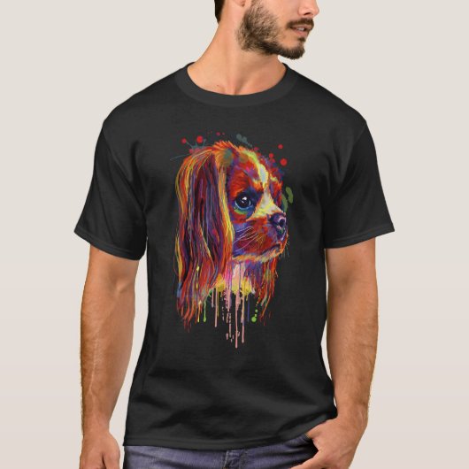 Lovely Cavalier I Miss You Too Splash Art T-Shirt (Vorderseite)