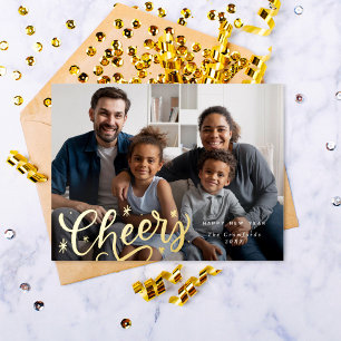 Lovely Cheers Script New Year's Foto Folien Feiertagspostkarte