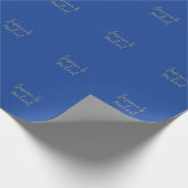 Lovely Chic Calligraphy Couple Names Blue & Gold Geschenkpapier (Ecke)