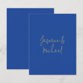 Lovely Chic Calligraphy Couple Names Blue & Gold Mitteilungskarte (Vorne/Hinten)