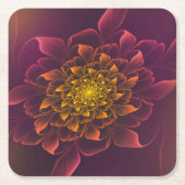 Lovely Chrysanthemum Fraktal Fraktal Lila Rechteckiger Pappuntersetzer (Vorderseite)