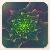 Lovely Chrysanthemum Fraktal Green Rechteckiger Pappuntersetzer (Vorderseite)