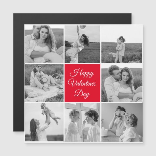 Lovely Collage Couple Foto & Happy Valentines Day Magnetkarte (Vorne/Hinten)