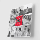 Lovely Collage Couple Foto & Happy Valentines Day Quadratische Wanduhr (Winkel)