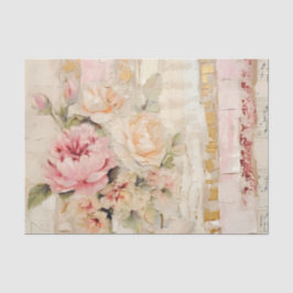 Lovely Collage of Painted Florals on Paper Layers Seidenpapier
