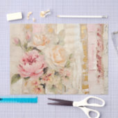Lovely Collage of Painted Florals on Paper Layers Seidenpapier (Handwerk)