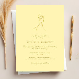 Lovely Couple Drawn Script Butter Yellow Wedding Einladung