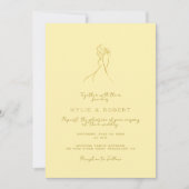 Lovely Couple Drawn Script Butter Yellow Wedding Einladung (Vorderseite)