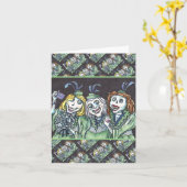 LOVELY CREEPY ZOMBIE BRIDESMAIDS SELFIE Blank Karte (Gelbe Blume)
