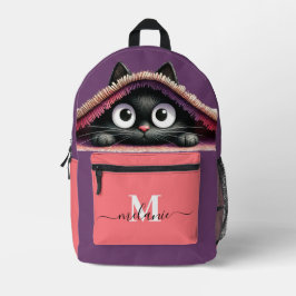 Lovely Cute Kitten Custom Monogram Script Name Bedruckter Rucksack