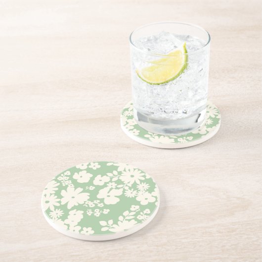 Lovely Daisies Pattern Custom Background Colors  Getränkeuntersetzer (Seite)