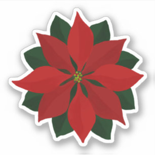 Lovely Deep Red Poinsettia Christmas Graphic Aufkleber