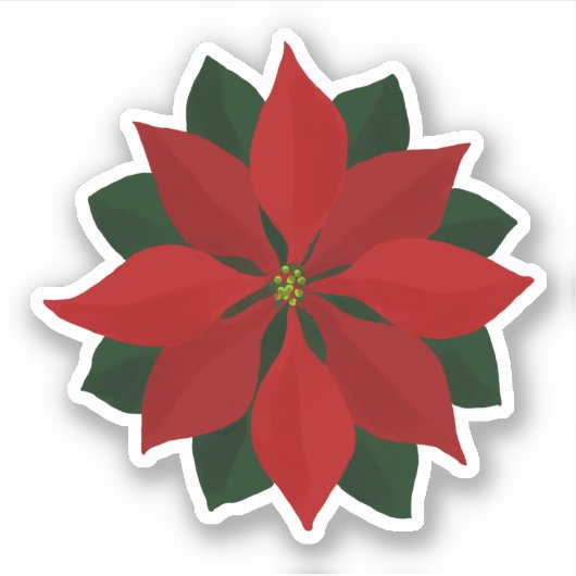 Lovely Deep Red Poinsettia Christmas Graphic Aufkleber (Vorderseite)