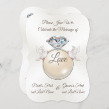Lovely Diamond Ring Love Bird Wedding Einladungen