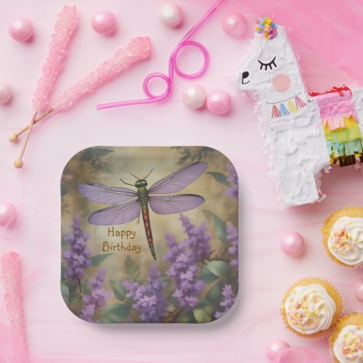 Lovely Dragonfly in Garden Pappteller (Party)