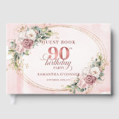 Lovely Dusty Pink Gold Eucalyptus 90th Birthday Gästebuch (Vorderseite)