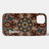 Lovely Earth Tones Turquoise Blue Brown Mandala Case-Mate iPhone Hülle (Rückseite (Horizontal))