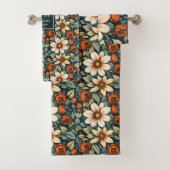 Lovely Fall Bloom Sage Terracotta Name Bath Towels Badhandtuch Set (Insitu)