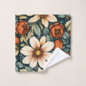 Lovely Fall Bloom Sage Terracotta Name Bath Towels Badhandtuch Set (Waschlappen)
