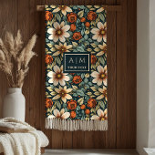 Lovely Fall Flowers Sage Olive Copper Rust Blanket Fleecedecke