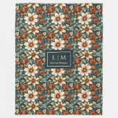 Lovely Fall Flowers Sage Olive Copper Rust Blanket Fleecedecke (Vorderseite)