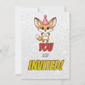 Lovely Fennec Fox 4th Birthday Invitation Einladung (Rückseite)