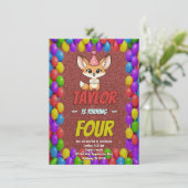 Lovely Fennec Fox 4th Birthday Invitation Einladung (Stehend Vorderseite)