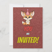 Lovely Fennec Fox 4th Birthday Invitation Einladung (Rückseite)