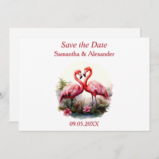 Lovely Flamingo Save the Date (Vorne/Hinten)