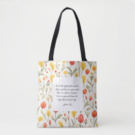 Lovely Floral John 8:12 Tote Bag Tasche