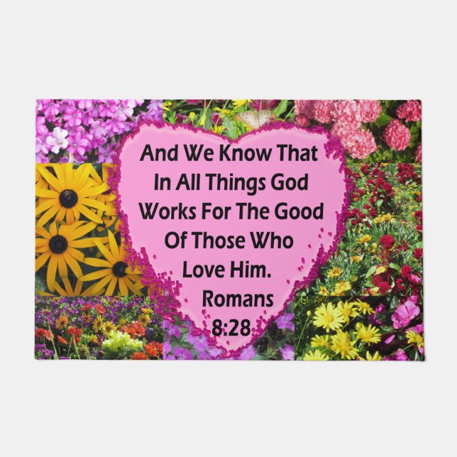 LOVELY FLORAL ROMANS 8:28 BIBLE VERSE FUßMATTE (Vorderseite)