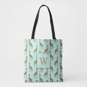 Lovely Giraffes Monogram Initial Tasche (Vorderseite)