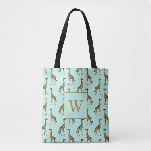 Lovely Giraffes Monogram Initial Tasche (Vorderseite)