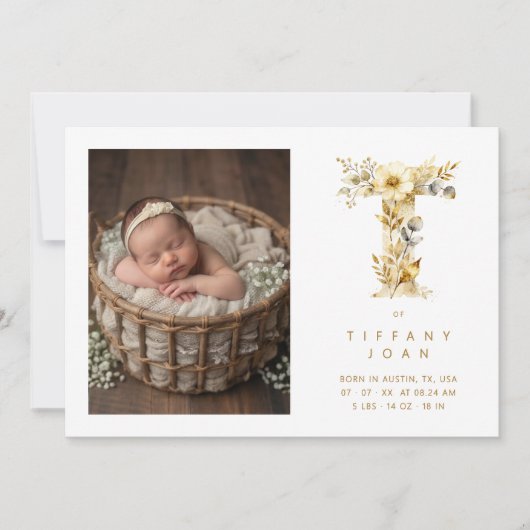 Lovely Gold L Initial with Romantic Floral Design (Vorderseite)