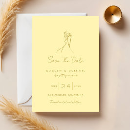 Lovely Hand Drawn Butter Yellow Wedding Save The Date