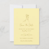 Lovely Hand Drawn Butter Yellow Wedding Save The Date (Vorderseite)