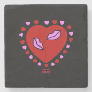 Lovely Heart Kisses Marble Untersetzer