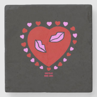 Lovely Heart Kisses Marble Untersetzer