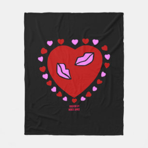 Lovely Heart Kisses Medium Fleece Blanket