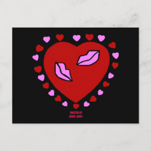 Lovely Heart Kisses Postcard Postkarte