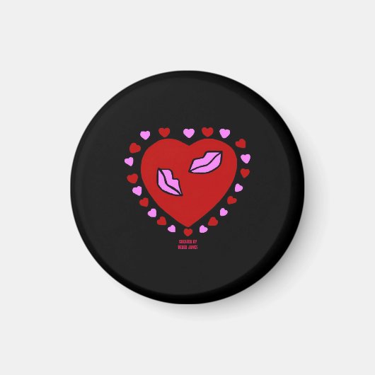 Lovely Heart Kisses Round Magnet (Vorne)