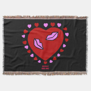 Lovely Heart Kisses Throw Blanket Decke