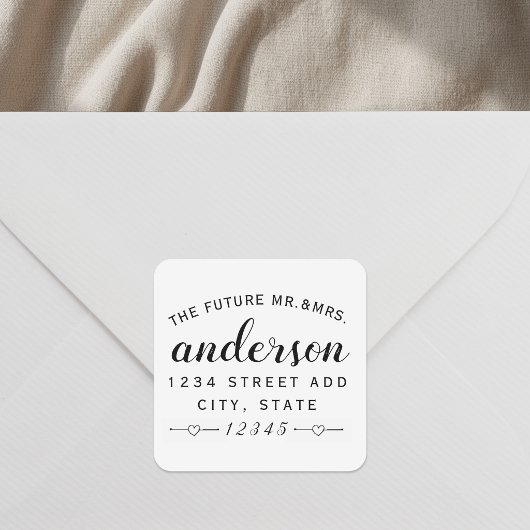 Lovely Hearts Future Mr. Wedding Rücksendeadresse Quadratischer Aufkleber