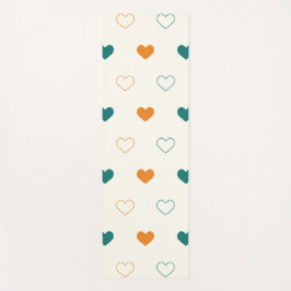 Lovely hearts / green orange cream yogamatte