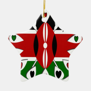 Lovely Hearts Kenia: Flaggen-Kunstmotiv Keramik Ornament