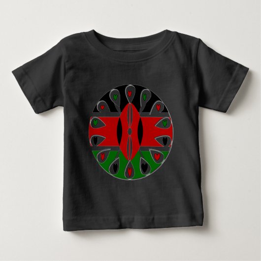 Lovely Hearts Kenya: Flag Art Motif Baby T-shirt (Vorderseite)
